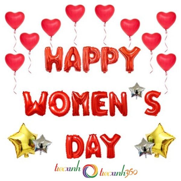  BỘ BONG BÓNG HAPPY WOMEN DAY - Đỏ 