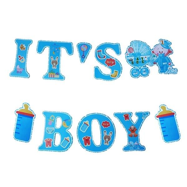 Banner baby shower trang trí cho bé trai It's BOY