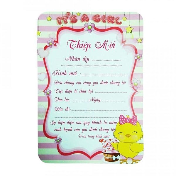 Bộ thiệp sinh nhật Gà con - Hồng