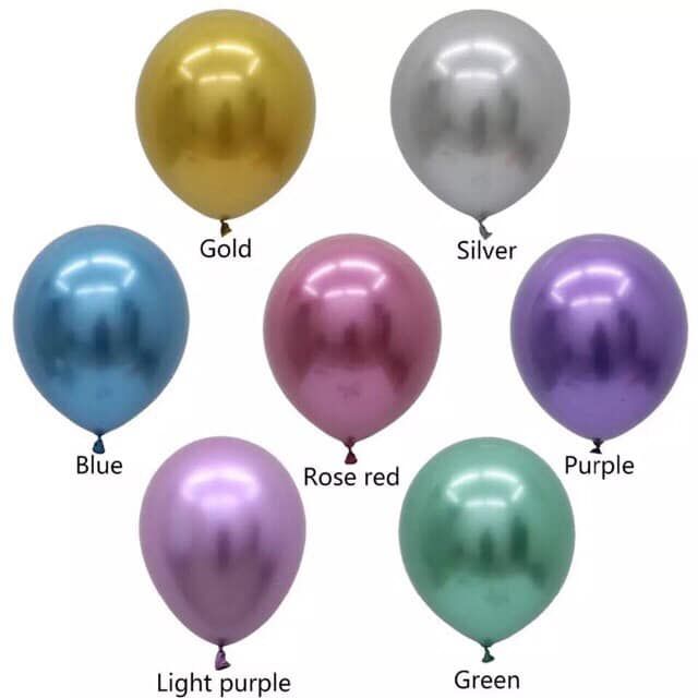 Bong bóng cao su chrome (Metallic balloons) nhiều màu