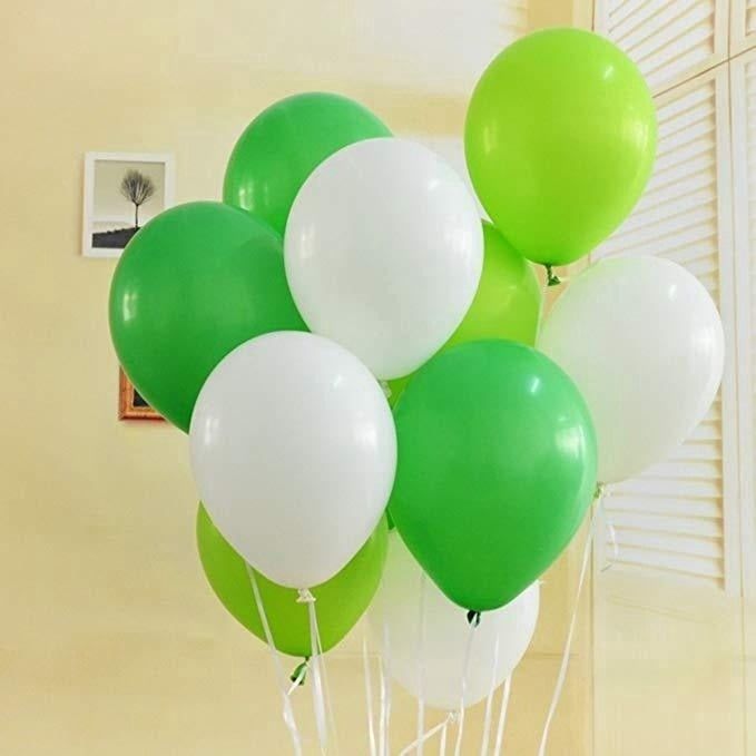 30 bong bóng mix màu xanh lá đậm-nhạt-trắng (thường)