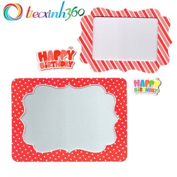 2 khung hình giấy để bàn trang trí sinh nhật - Đỏ