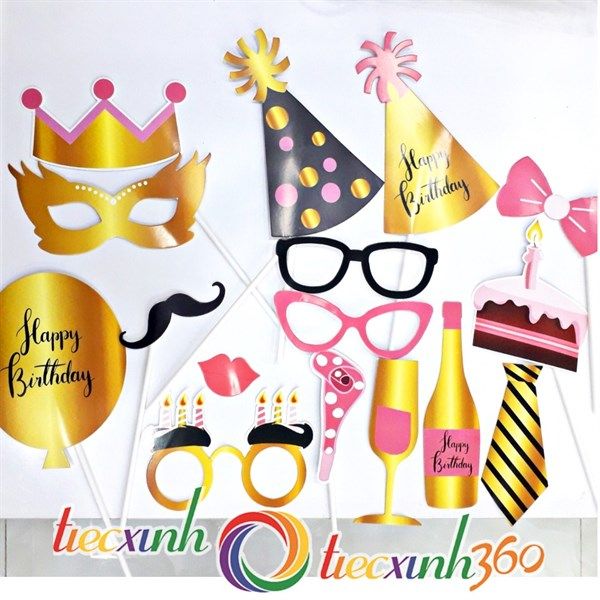 BỘ PHỤ KIỆN CHỤP ẢNH HAPPY BIRTHDAY 16 MÓN