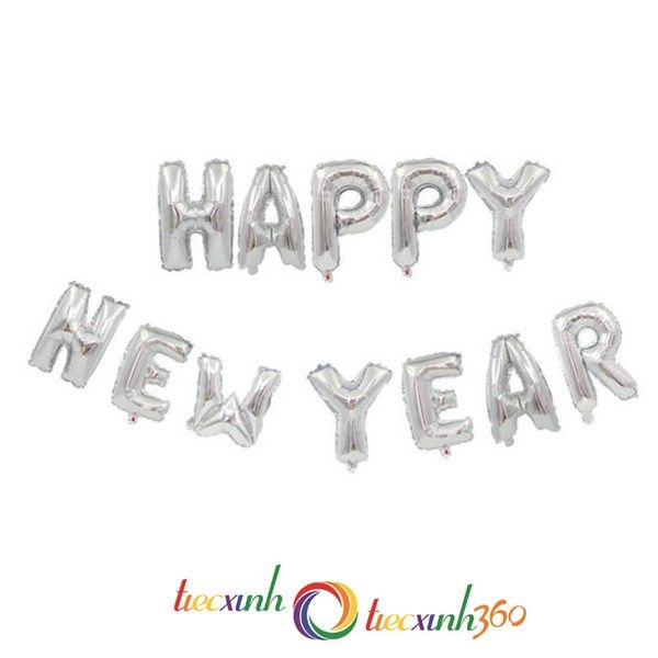  BONG BÓNG CHỮ HAPPY NEW YEAR - BẠC 