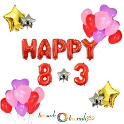  BỘ BONG BÓNG TRANG TRÍ HAPPY 8-3 - Đỏ 