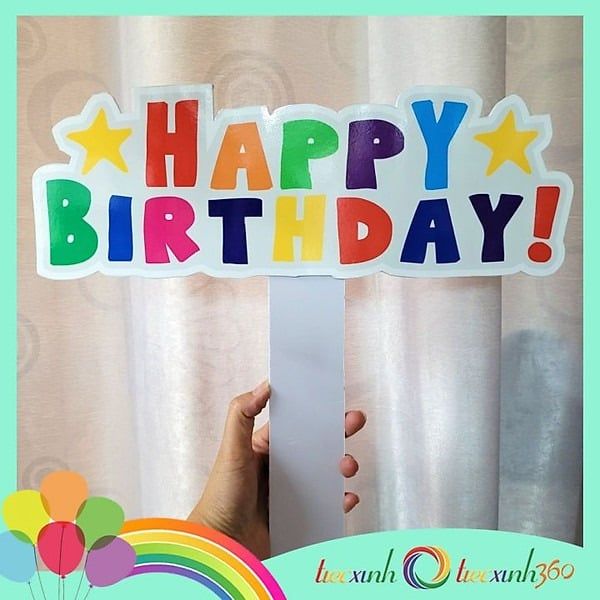 Hashtag chụp hình Happy Birthday nhiều màu