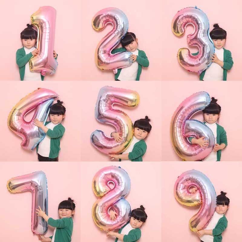 Bong bóng số (0-9) màu cầu vồng 70cm