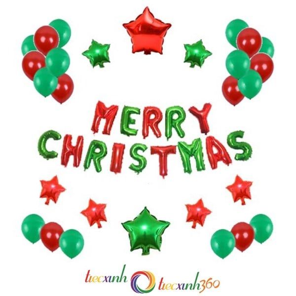 BỘ BONG BÓNG MERRY CHRISTMAS NGÔI SAO