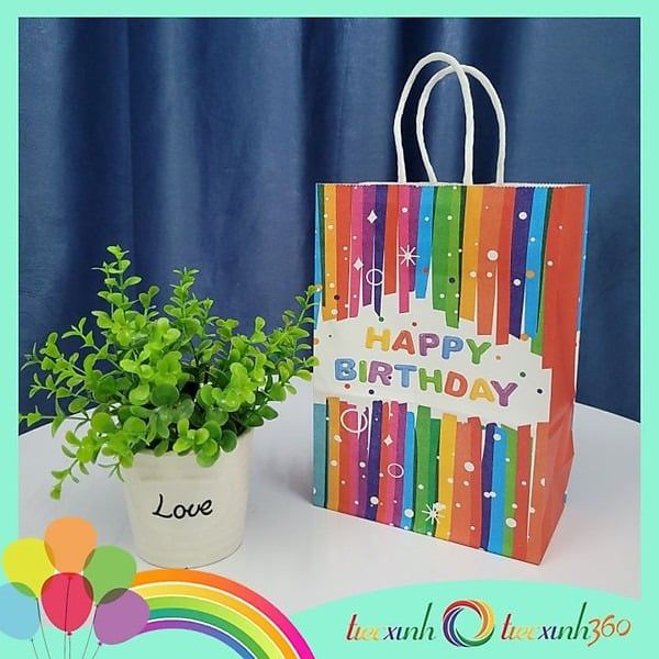02 túi giấy đựng quà cho tiệc sinh nhật (15 x 21 x 8 cm)