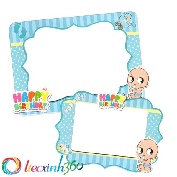 2 khung hình giấy để bàn trang trí sinh nhật cho bé - Xanh (Boy)