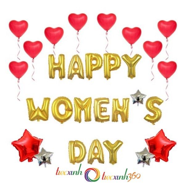  BỘ BONG BÓNG HAPPY WOMEN DAY - Vàng 