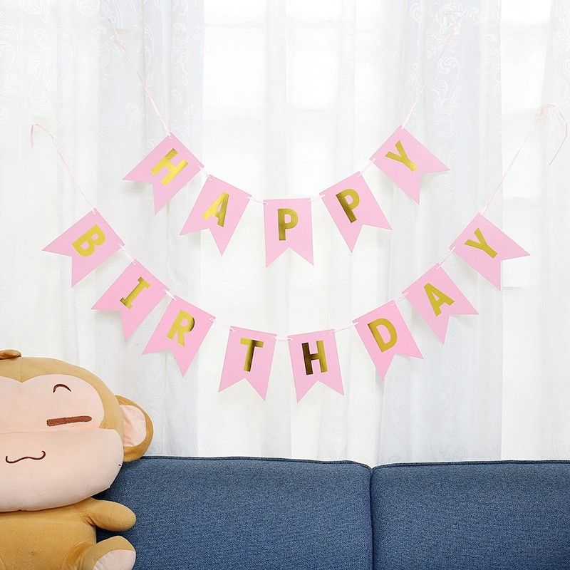 Dây treo chữ Happy Birthday - Hồng