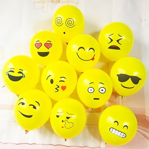 Bong bóng cao su trang trí biểu tượng cảm xúc (emoji balloons) gói 12 cái