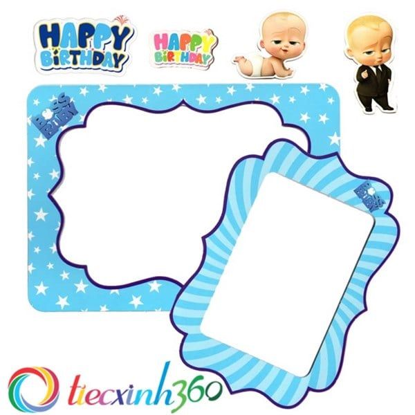 2 khung hình giấy để bàn trang trí sinh nhật - boss baby