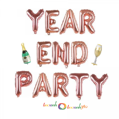 BỘ BONG BÓNG TRANG TRÍ YEAR END PARTY - Rose gold