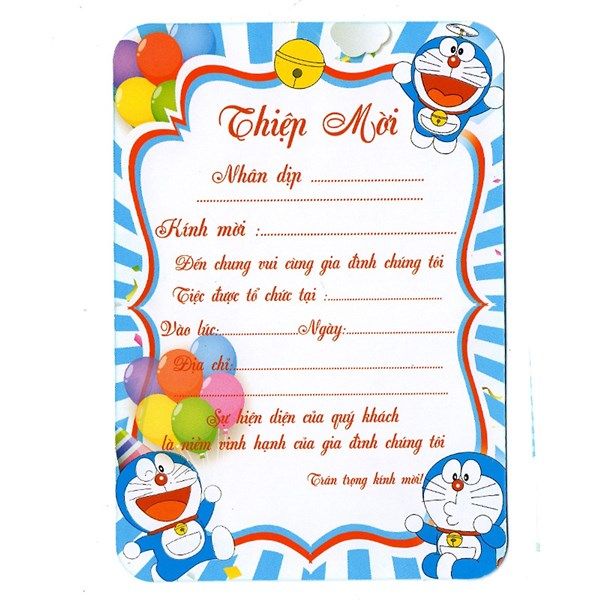 Bộ 10 thiệp mời sinh nhật Doraemon