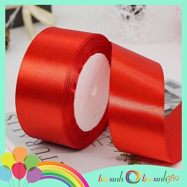 Ruy băng vải trang trí tết, noel màu đỏ 1cm 2cm 4cm