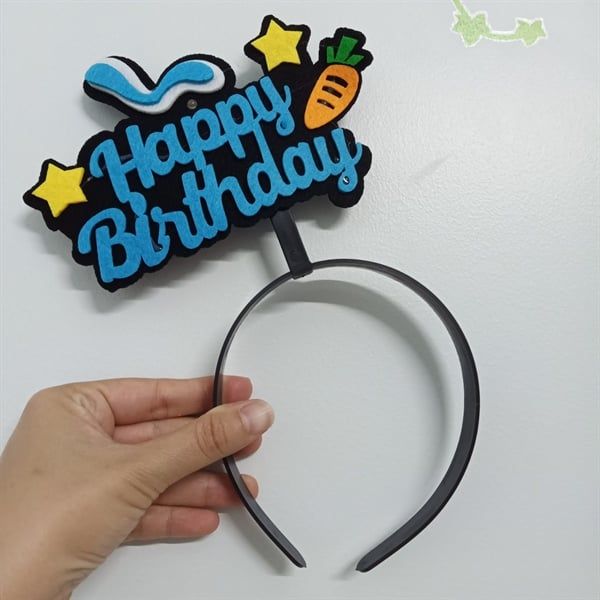  Cài tóc chữ Happy Birthday vải nỉ có đèn 