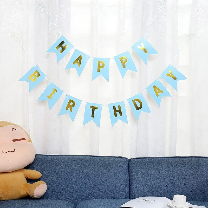 Dây treo chữ Happy Birthday - Xanh dương