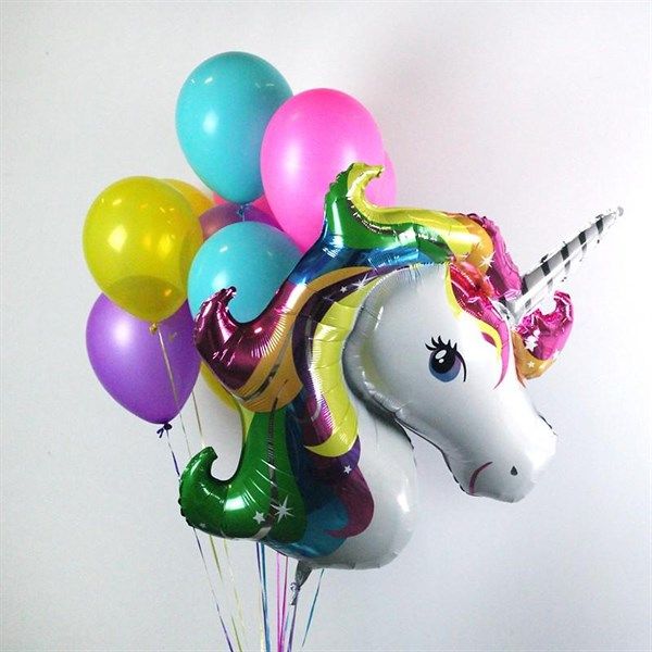 Bong bóng hình đầu ngựa một sừng - Rainbown unicorn - 65 cm