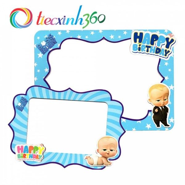 2 khung hình giấy để bàn trang trí sinh nhật - boss baby
