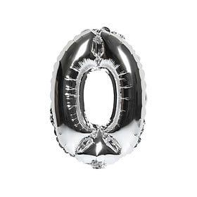 Bong bóng số (0-9) màu bạc 35 cm
