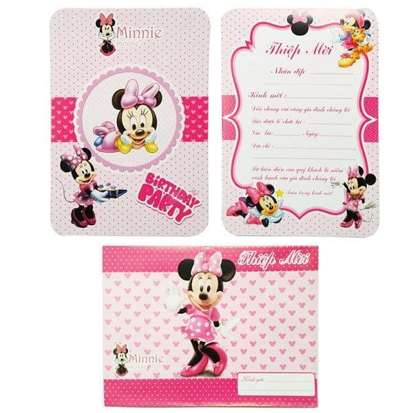 Combo 10 thiệp mời sinh nhật Minnie