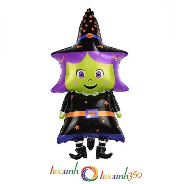  BONG BÓNG HÌNH PHÙ THỦY XANH TRANG TRÍ HALLOWEEN 