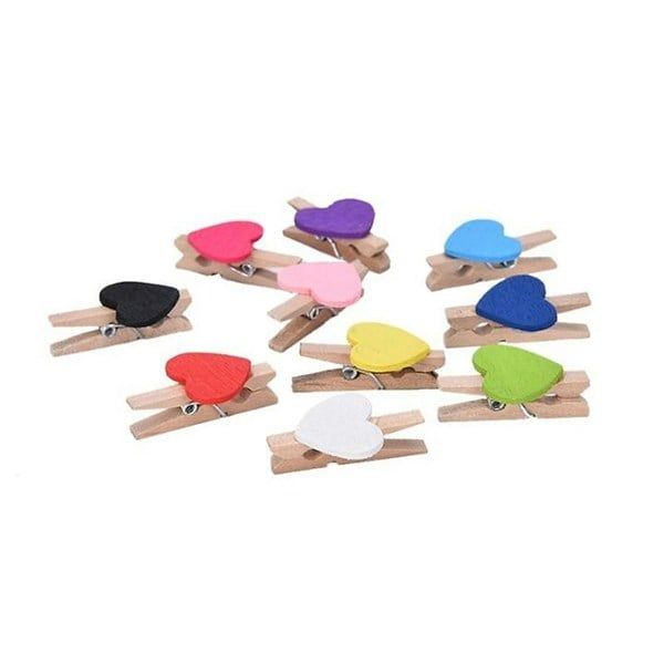 Bộ 10 Kẹp gỗ trái tim mini