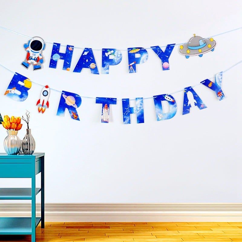 Dây chữ Happy Birthday chủ đề không gian - M1