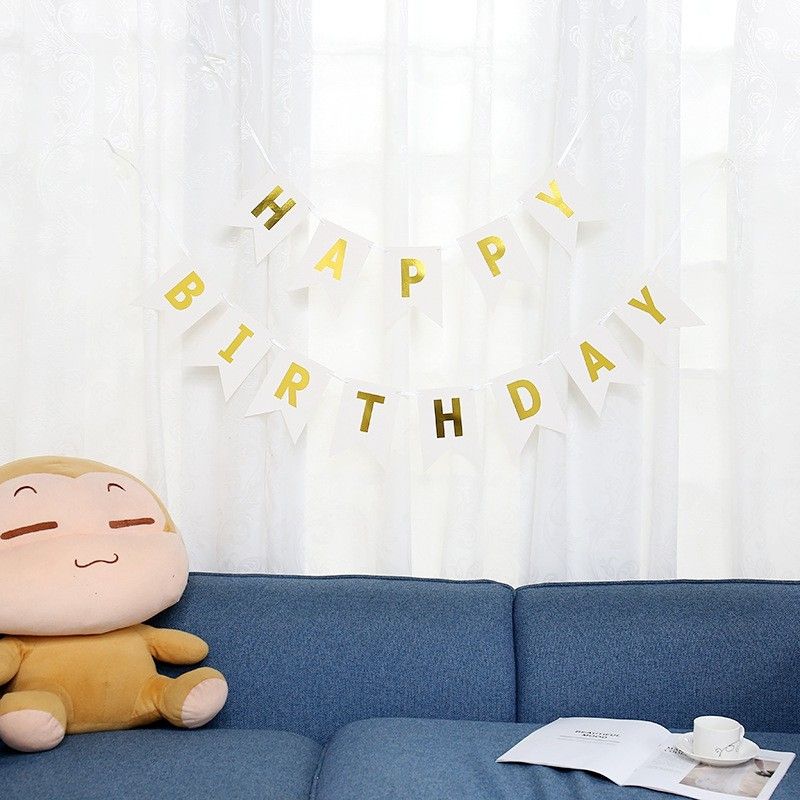 Dây treo chữ Happy Birthday - Trắng