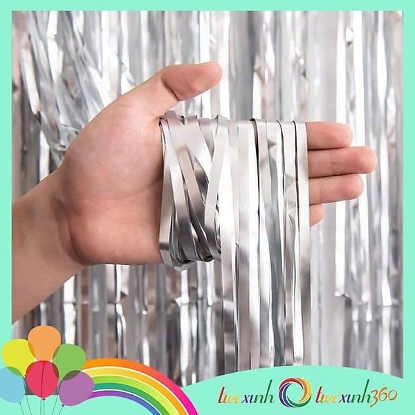  Màn màu lì Chrome Party Curtain - silver 