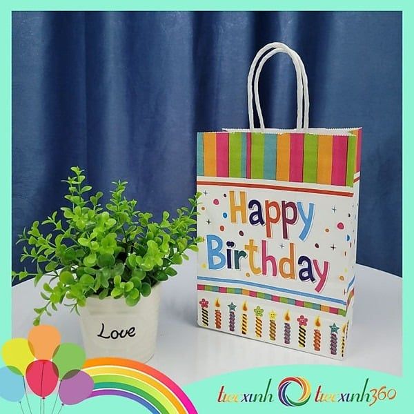 02 túi giấy đựng quà cho tiệc sinh nhật (15 x 21 x 8 cm)