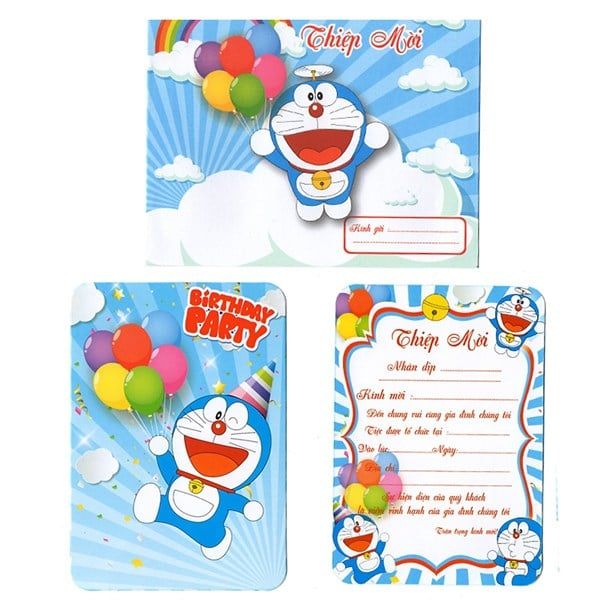 Bộ 10 thiệp mời sinh nhật Doraemon