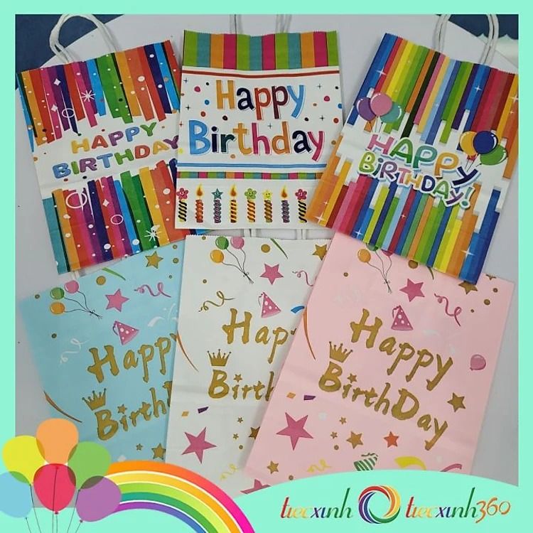 02 túi giấy đựng quà cho tiệc sinh nhật (15 x 21 x 8 cm)
