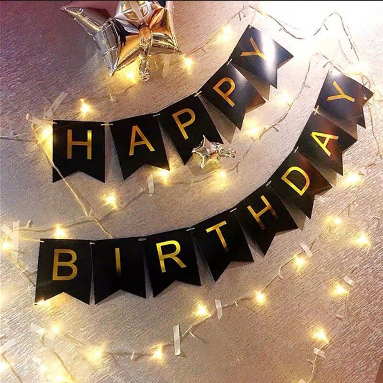 Dây treo chữ Happy Birthday - Đen