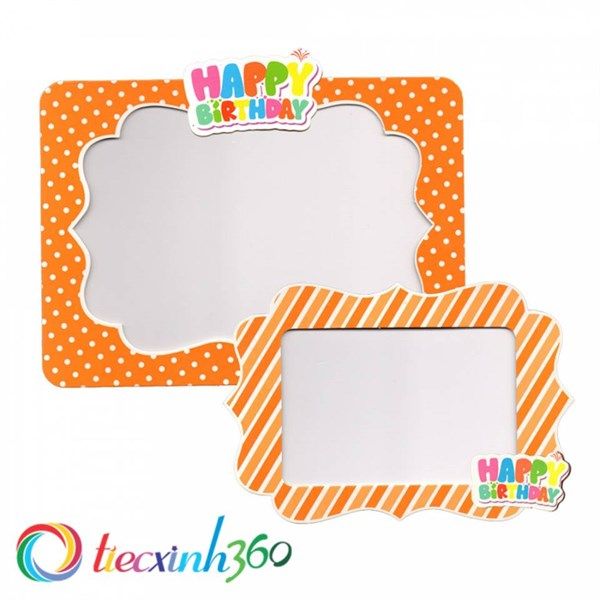 2 khung hình giấy để bàn trang trí sinh nhật - Cam