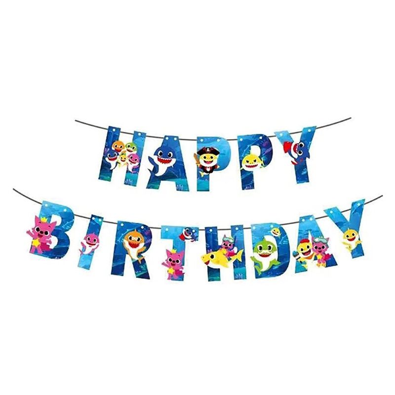 Dây chữ Happy Birthday chủ đề Baby Shark pinkfong