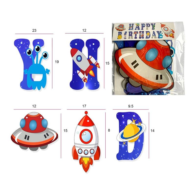 Dây chữ Happy Birthday chủ đề không gian - M2