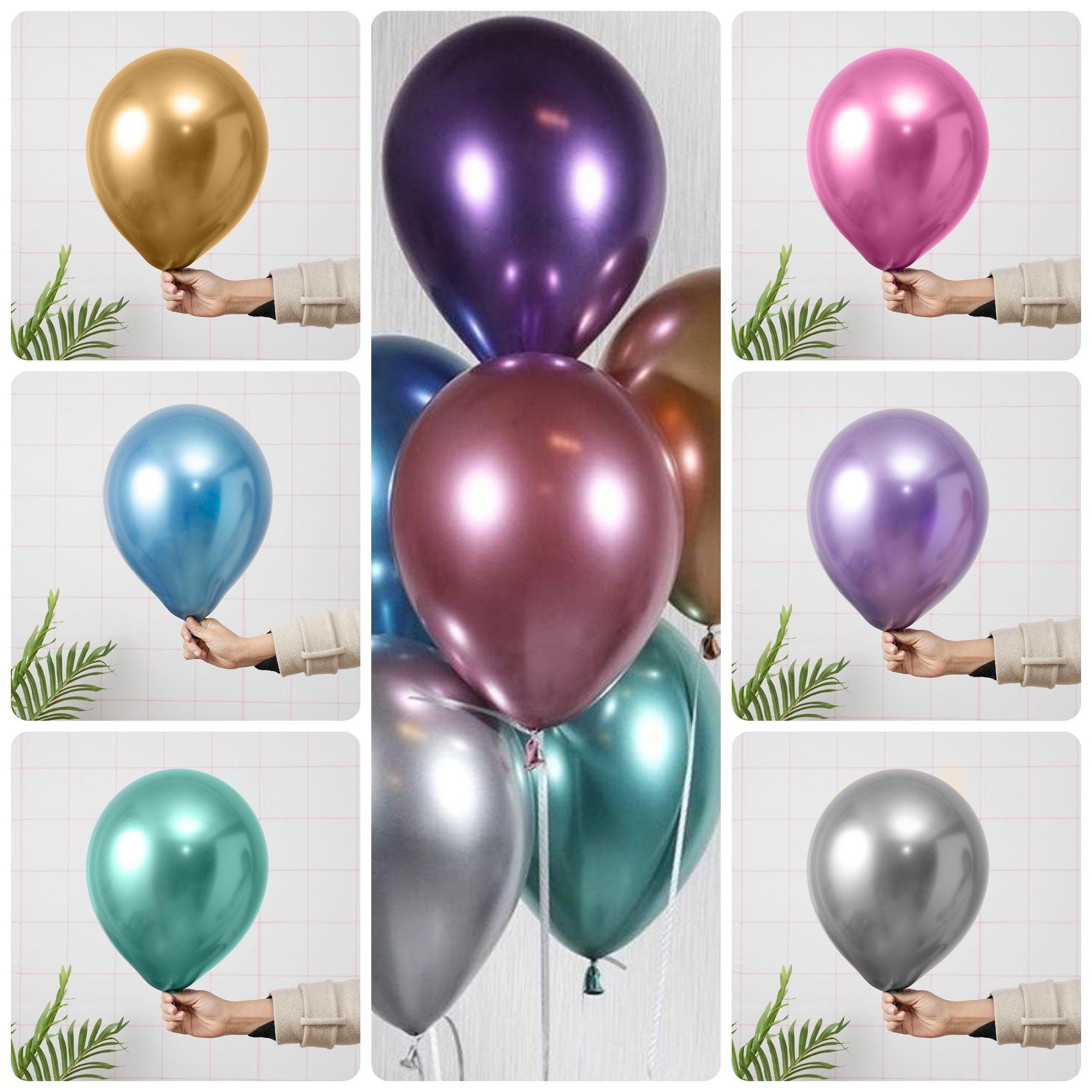 Bong bóng trang trí màu chrome siêu bóng 10'' (chọn màu)