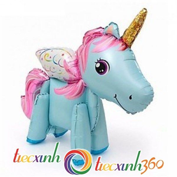 Mô hình bong bóng ngựa Unicorn có cánh - Xanh