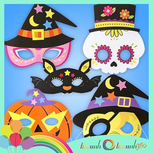 Bộ 5 mặt nạ giấy hóa trang halloween