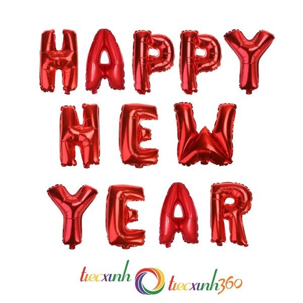  BONG BÓNG CHỮ HAPPY NEW YEAR - ĐỎ 
