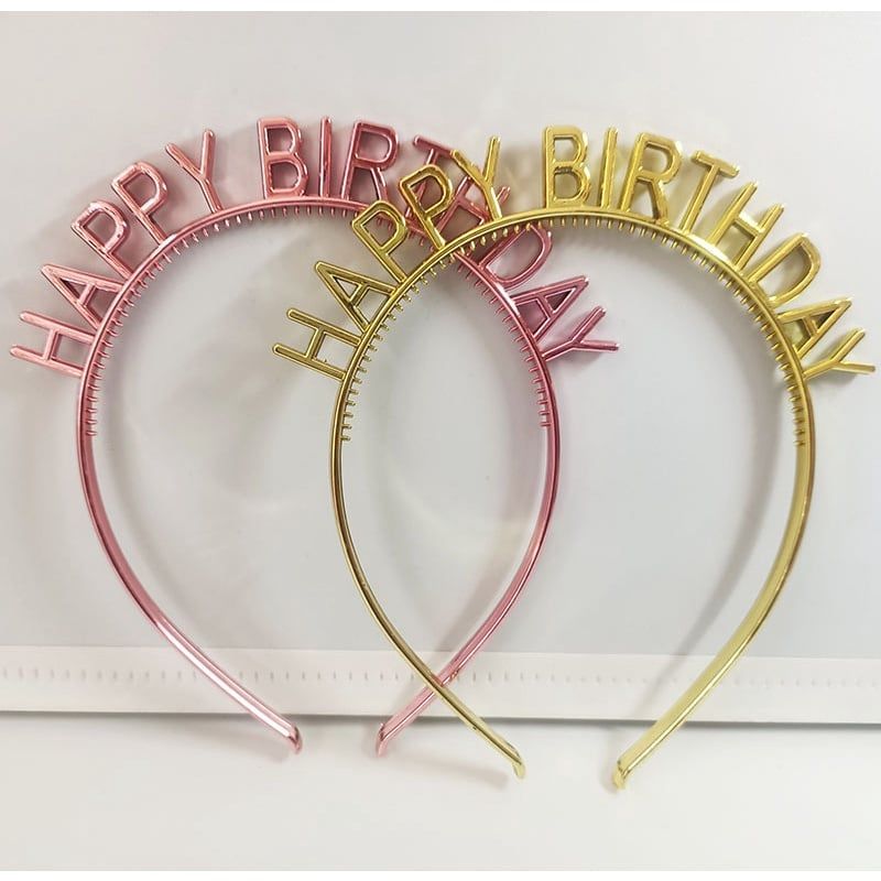 Cài tóc chữ Happy Birthday màu ánh kim