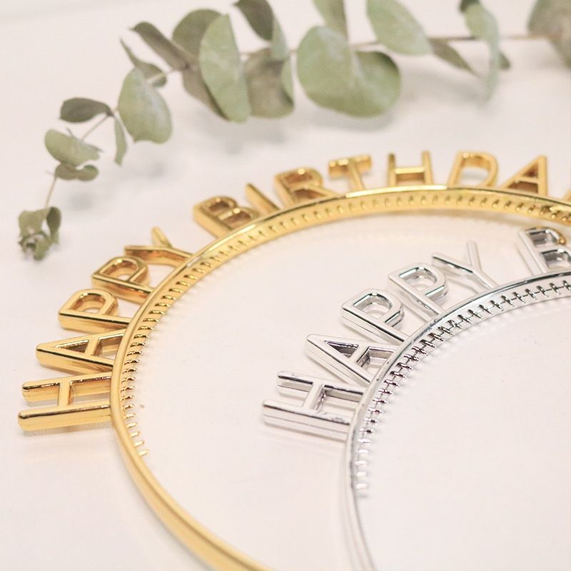 Cài tóc chữ Happy Birthday màu ánh kim