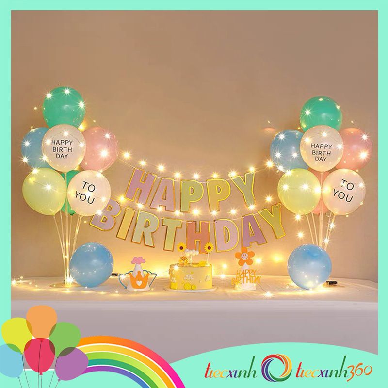 Combo trang trí sinh nhật 2 trụ bóng - Pastel