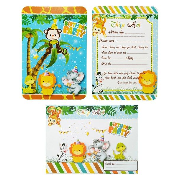 Combo 10 Thiệp mời sinh nhật Safari