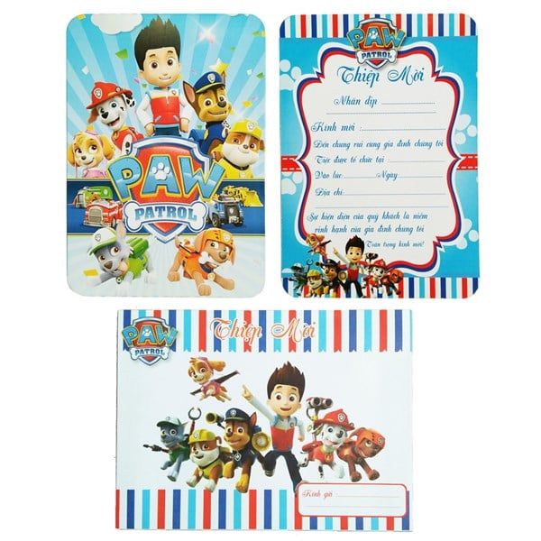  Combo 10 thiệp mời sinh nhật Paw Patrol 