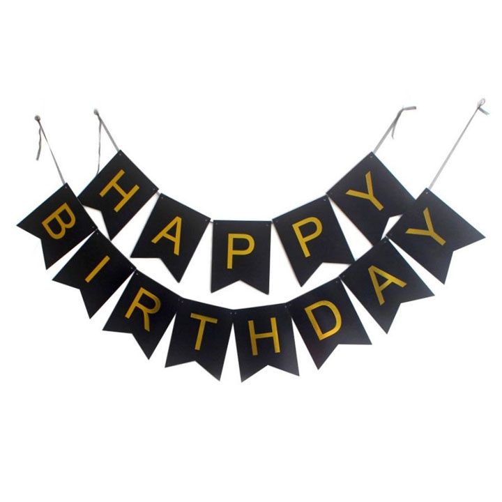 Dây treo chữ Happy Birthday - Đen
