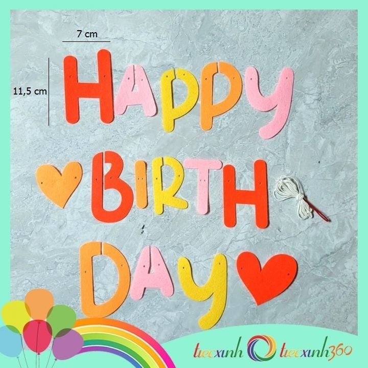  Dây chữ sinh nhật vải nỉ Happy Birthday - NT 